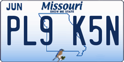 MO license plate PL9K5N