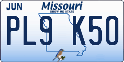 MO license plate PL9K5O