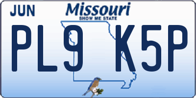 MO license plate PL9K5P