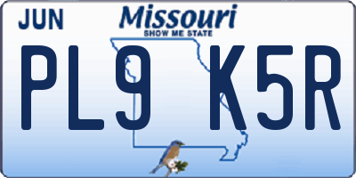 MO license plate PL9K5R