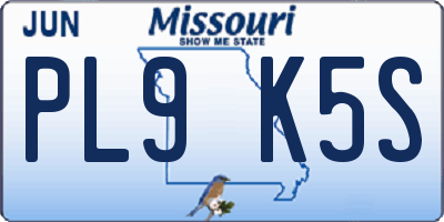 MO license plate PL9K5S