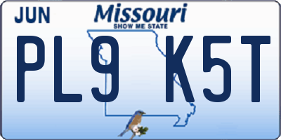MO license plate PL9K5T