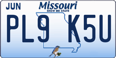 MO license plate PL9K5U