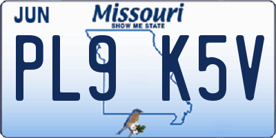 MO license plate PL9K5V