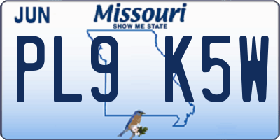 MO license plate PL9K5W