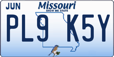 MO license plate PL9K5Y