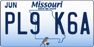 MO license plate PL9K6A