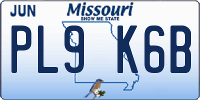 MO license plate PL9K6B