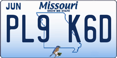 MO license plate PL9K6D