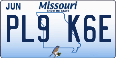 MO license plate PL9K6E
