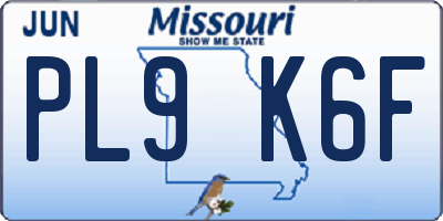 MO license plate PL9K6F