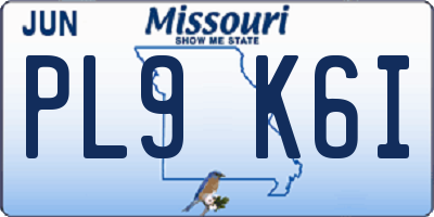 MO license plate PL9K6I