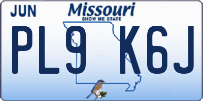 MO license plate PL9K6J