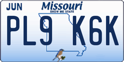 MO license plate PL9K6K