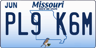 MO license plate PL9K6M