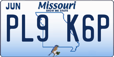 MO license plate PL9K6P