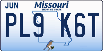 MO license plate PL9K6T