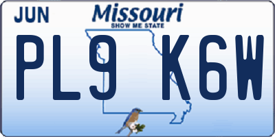 MO license plate PL9K6W