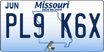 MO license plate PL9K6X