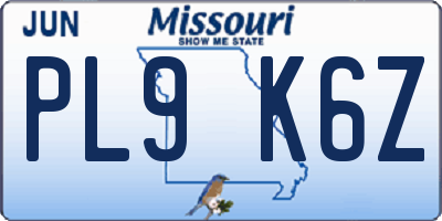 MO license plate PL9K6Z