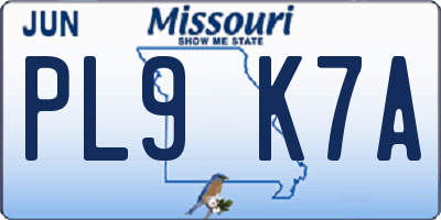 MO license plate PL9K7A