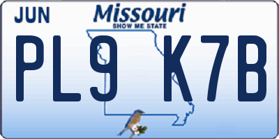 MO license plate PL9K7B
