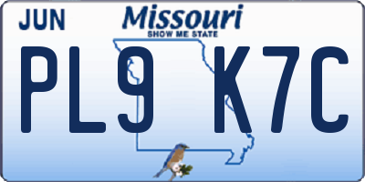 MO license plate PL9K7C
