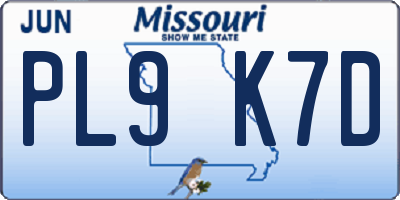 MO license plate PL9K7D