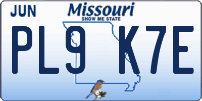 MO license plate PL9K7E