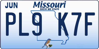 MO license plate PL9K7F