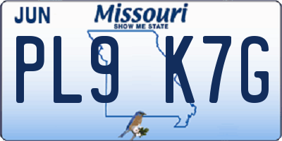 MO license plate PL9K7G