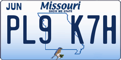MO license plate PL9K7H