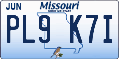 MO license plate PL9K7I