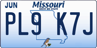 MO license plate PL9K7J