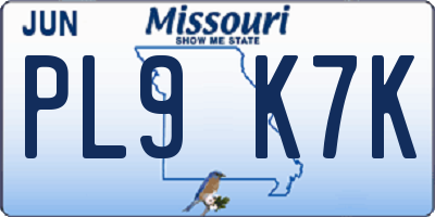 MO license plate PL9K7K