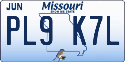 MO license plate PL9K7L