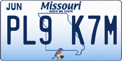 MO license plate PL9K7M