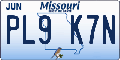 MO license plate PL9K7N