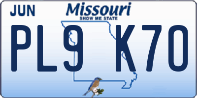 MO license plate PL9K7O