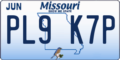 MO license plate PL9K7P