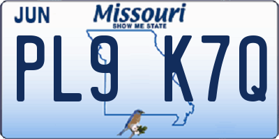 MO license plate PL9K7Q