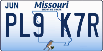 MO license plate PL9K7R