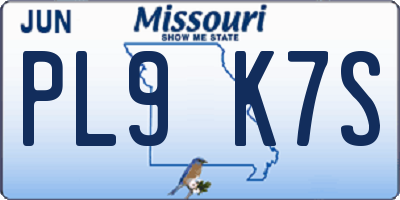 MO license plate PL9K7S