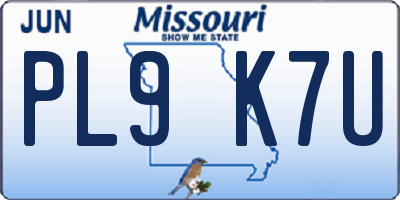 MO license plate PL9K7U