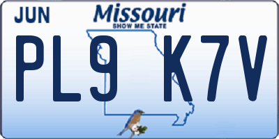 MO license plate PL9K7V