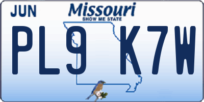 MO license plate PL9K7W