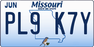 MO license plate PL9K7Y