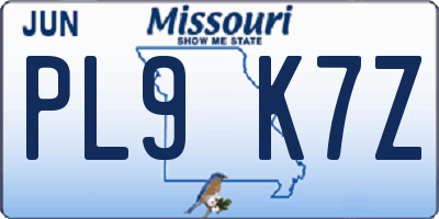 MO license plate PL9K7Z