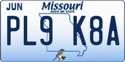 MO license plate PL9K8A