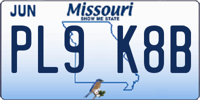 MO license plate PL9K8B